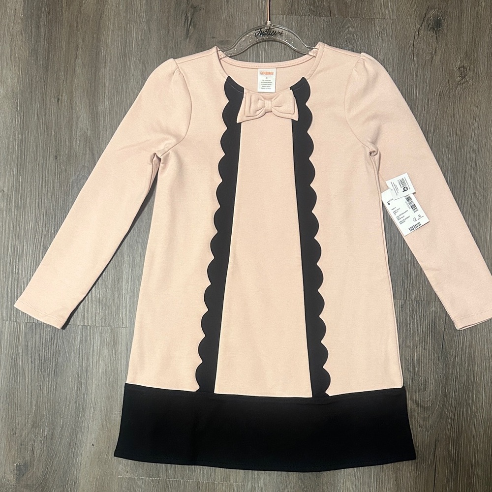 Gymboree Pink and Black Scalloped Dress size 6